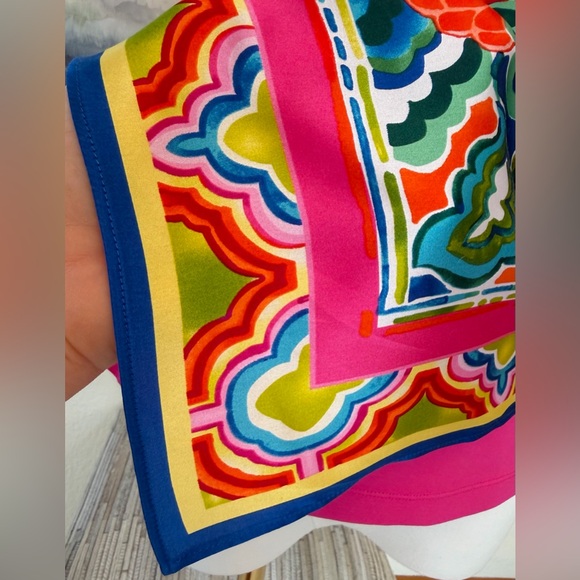 Caché Y2K Silk Scarf/Handkerchief Print Strapless Top Floral Bandana Hem - Picture 12 of 16